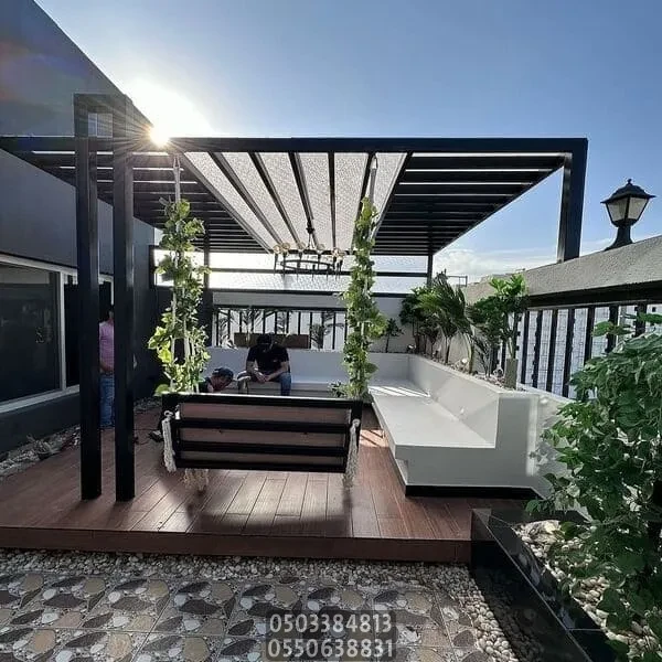 ساندوتش بانل وبيوت شعر جدة | مظلات خشبية للحدائق | أفضل أنواع المظلات الخشبية